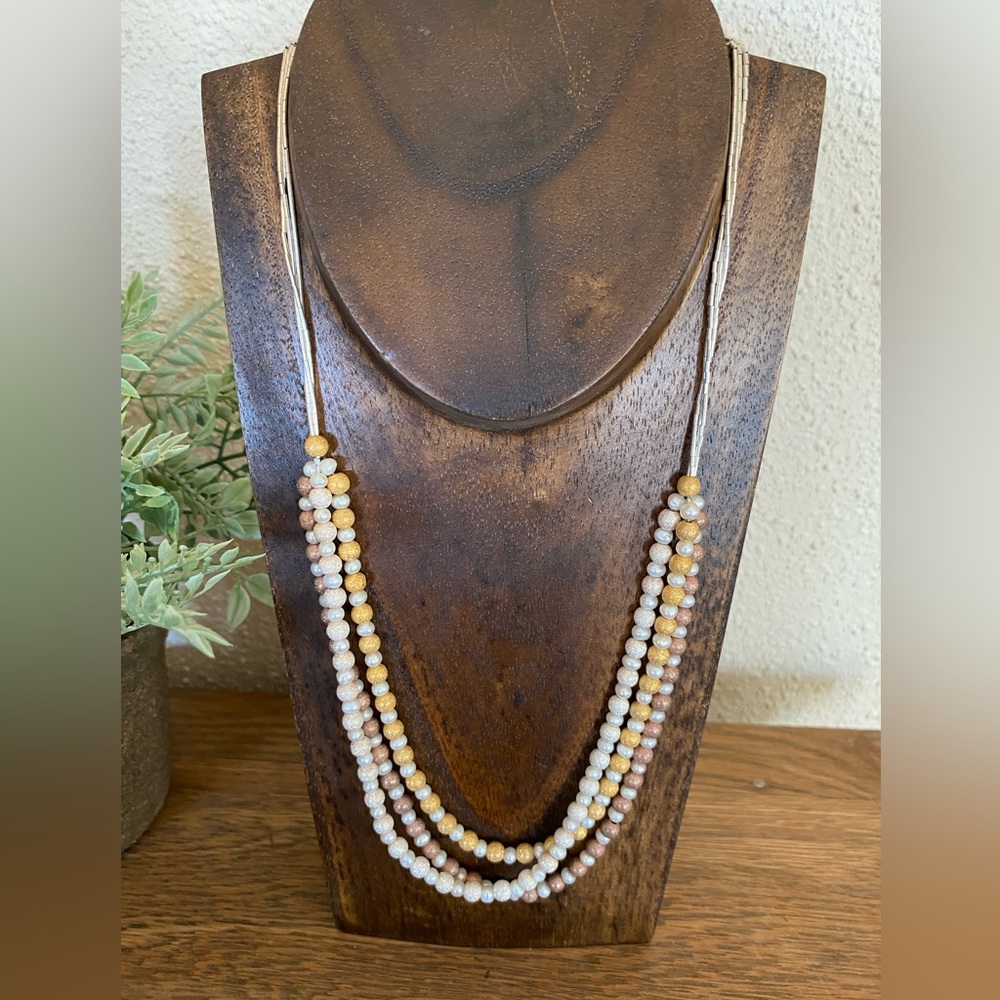 Beautiful tricolor beaded liquid Sterling Silver Cold water Creek necklace